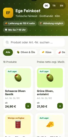 Vorschau des digitalen Demo-Katalogs von Ege Feinkost auf dem Smartphone